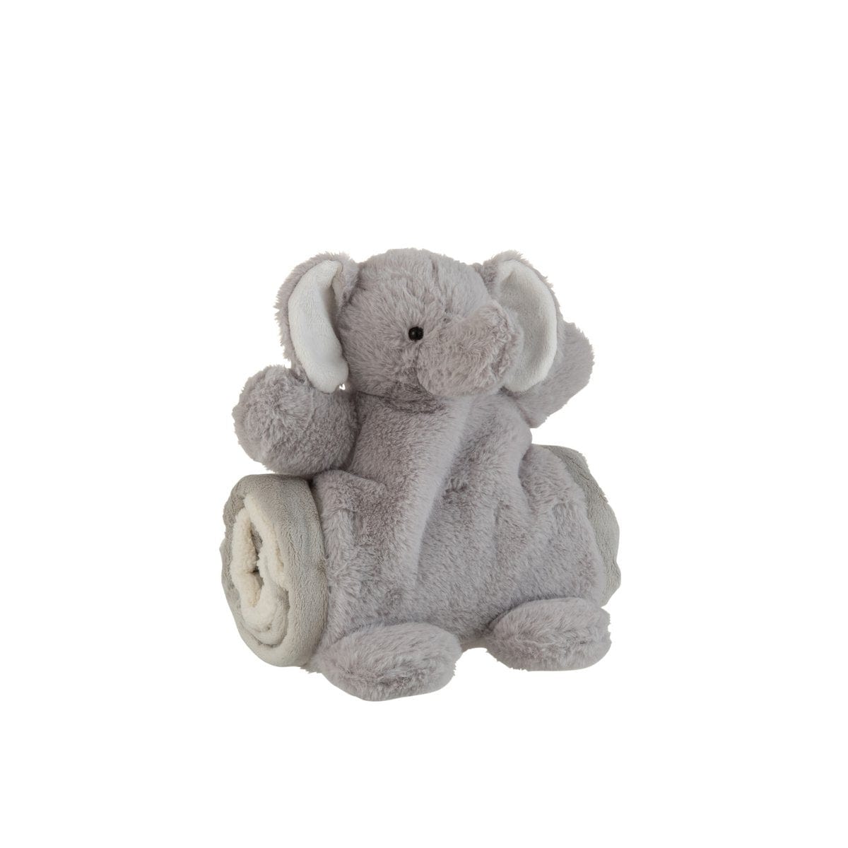 J-Line J-Line Plaid Olifant - babydekentje - pluche - grijs