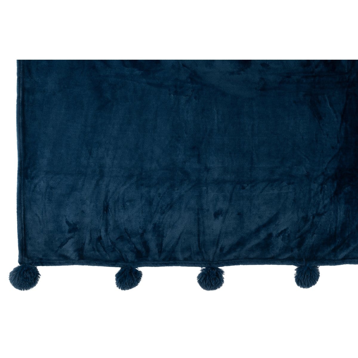 J-Line J-Line Plaid Pompom - polyester - blauw - 170 x 130 cm