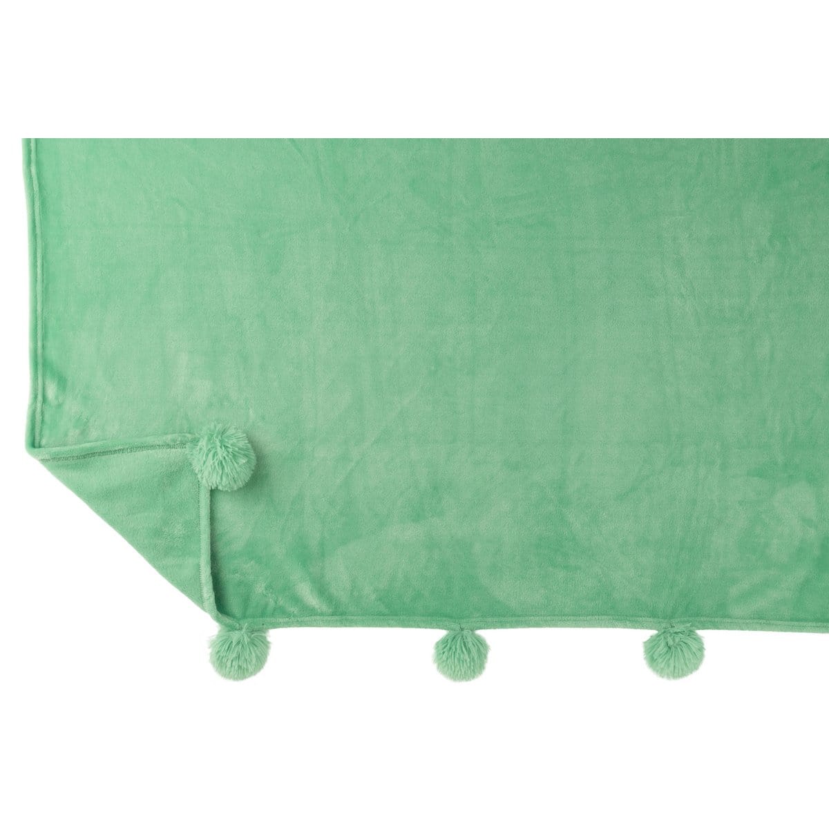 J-Line J-Line Plaid Pompom - polyester - felgroen - 170 x 130 cm