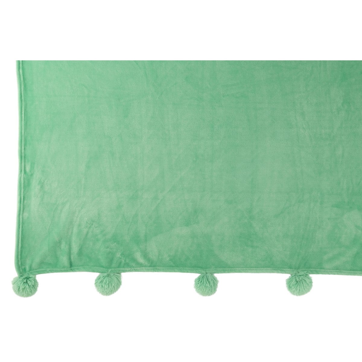 J-Line J-Line Plaid Pompom - polyester - felgroen - 170 x 130 cm