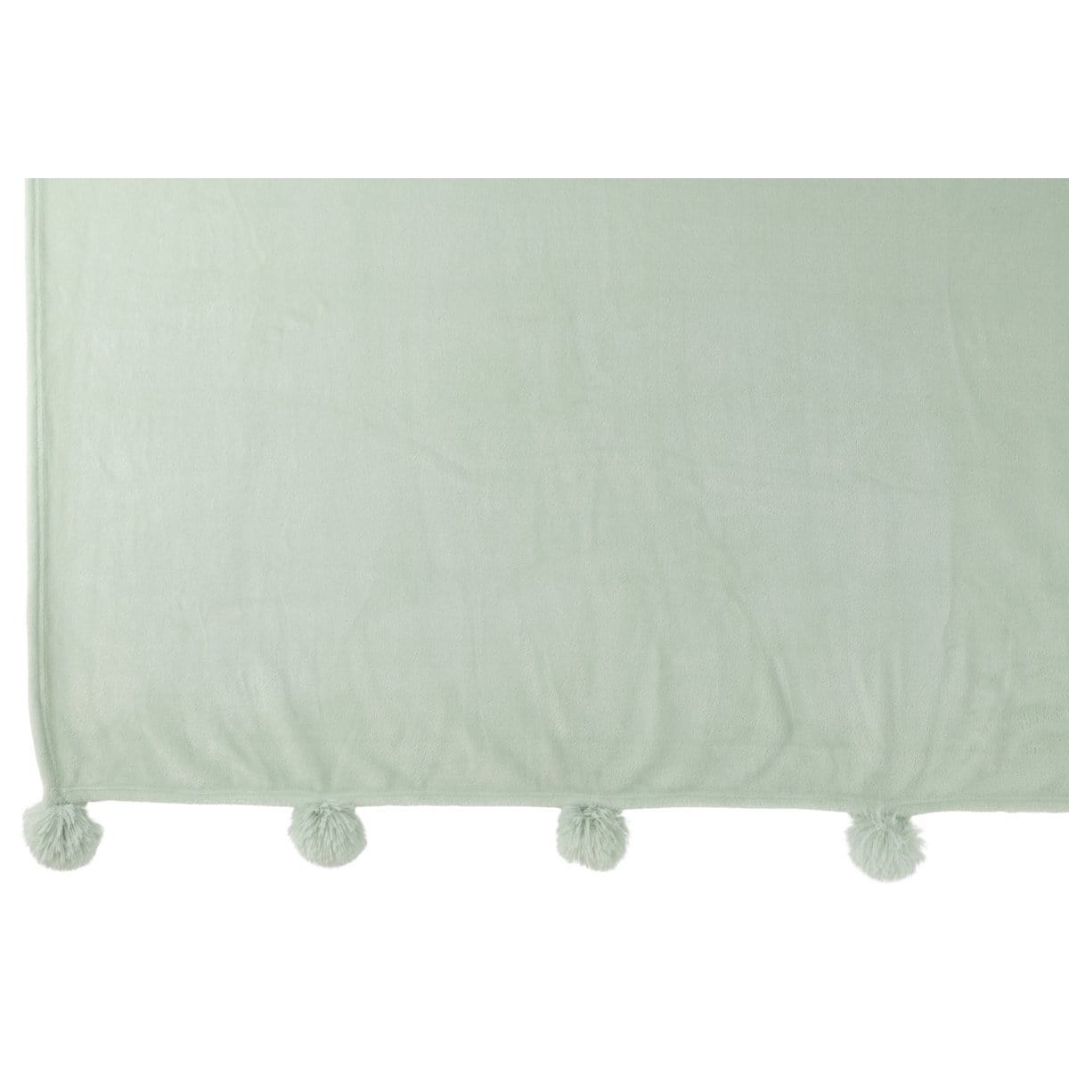 J-Line J-Line Plaid Pompom - polyester - licht groen - 170 x 130 cm