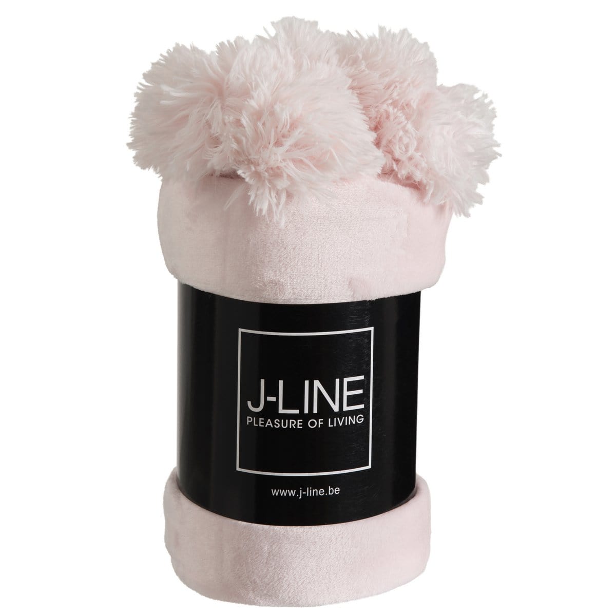 J-Line J-Line Plaid Pompom - polyester - lichtroze - 170 x 130 cm