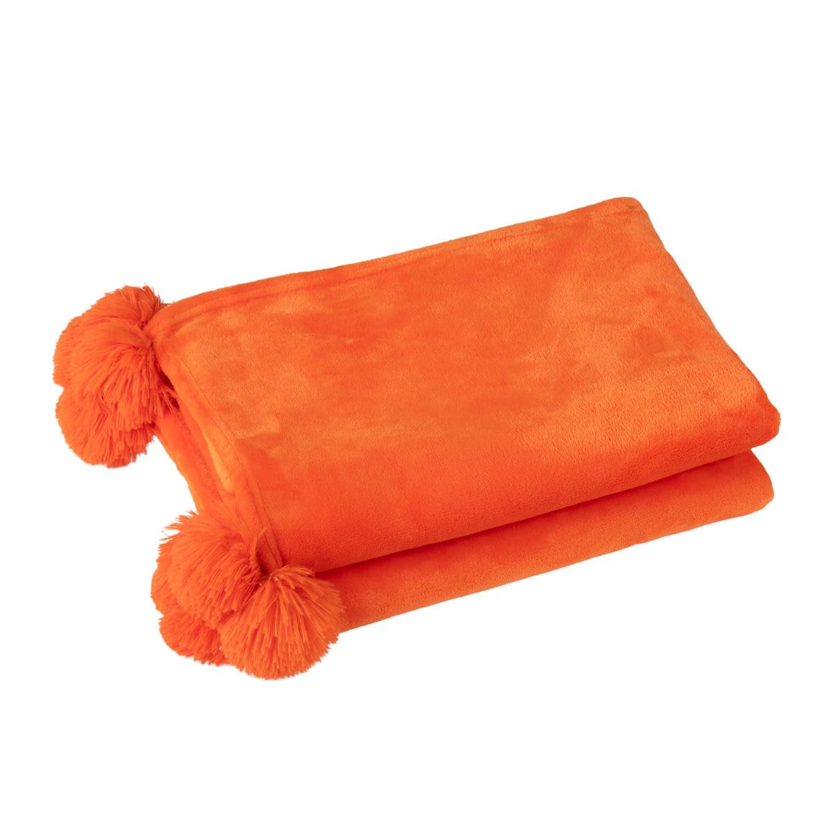 J-Line J-Line Plaid Pompom - polyester - oranje - 170 x 130 cm