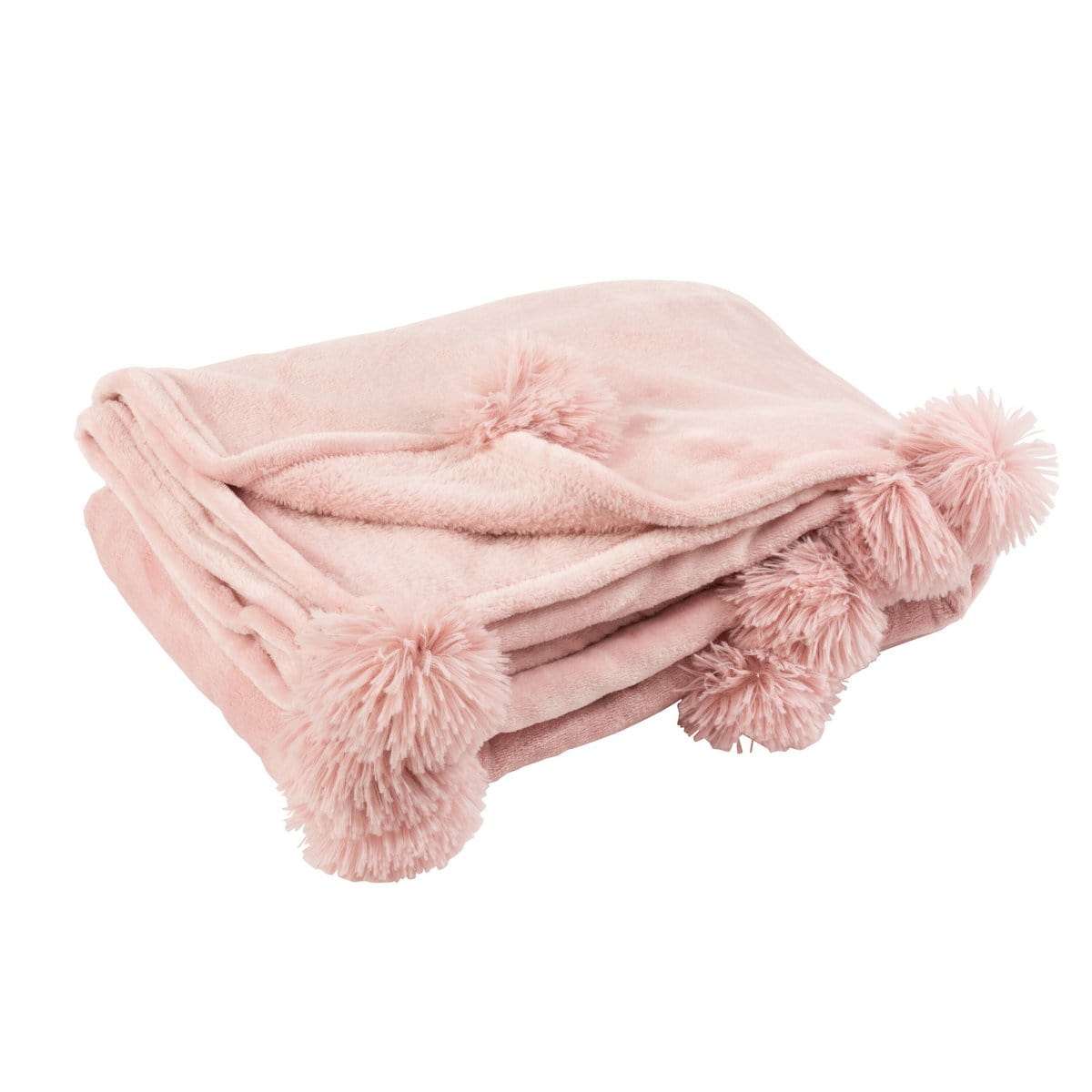 J-Line J-Line Plaid Pompon - polyester - babyroze - 170 x 130 cm