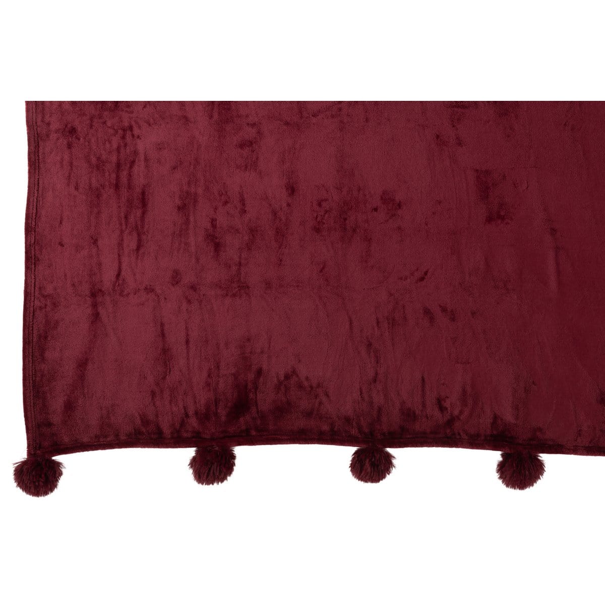 J-Line J-Line Plaid Pompon - polyester - bordeaux - 170 x 130 cm