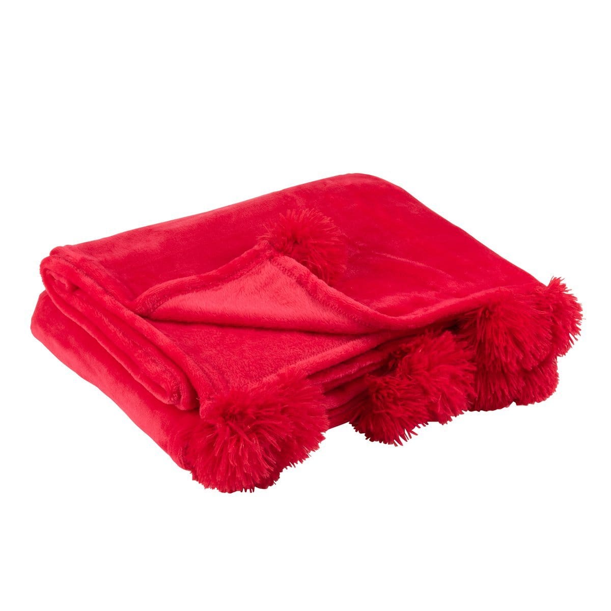 J-Line J-Line Plaid Pompon - polyester - fuchsia - 170 x 130 cm