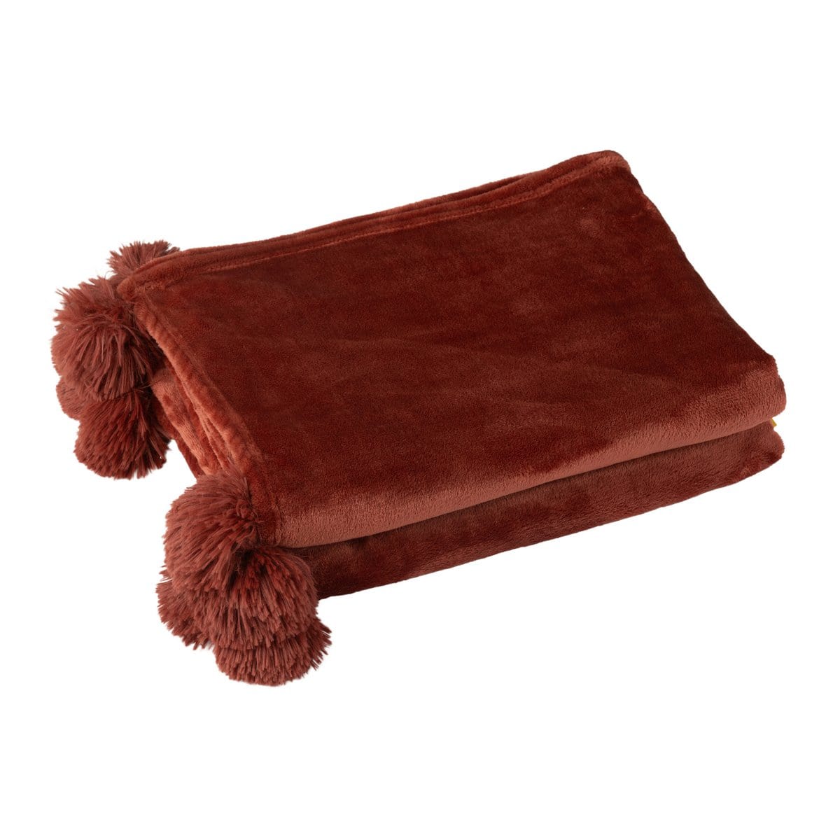 J-Line J-Line Plaid Pompon - polyester - Marsala rood - 170 x 130 cm