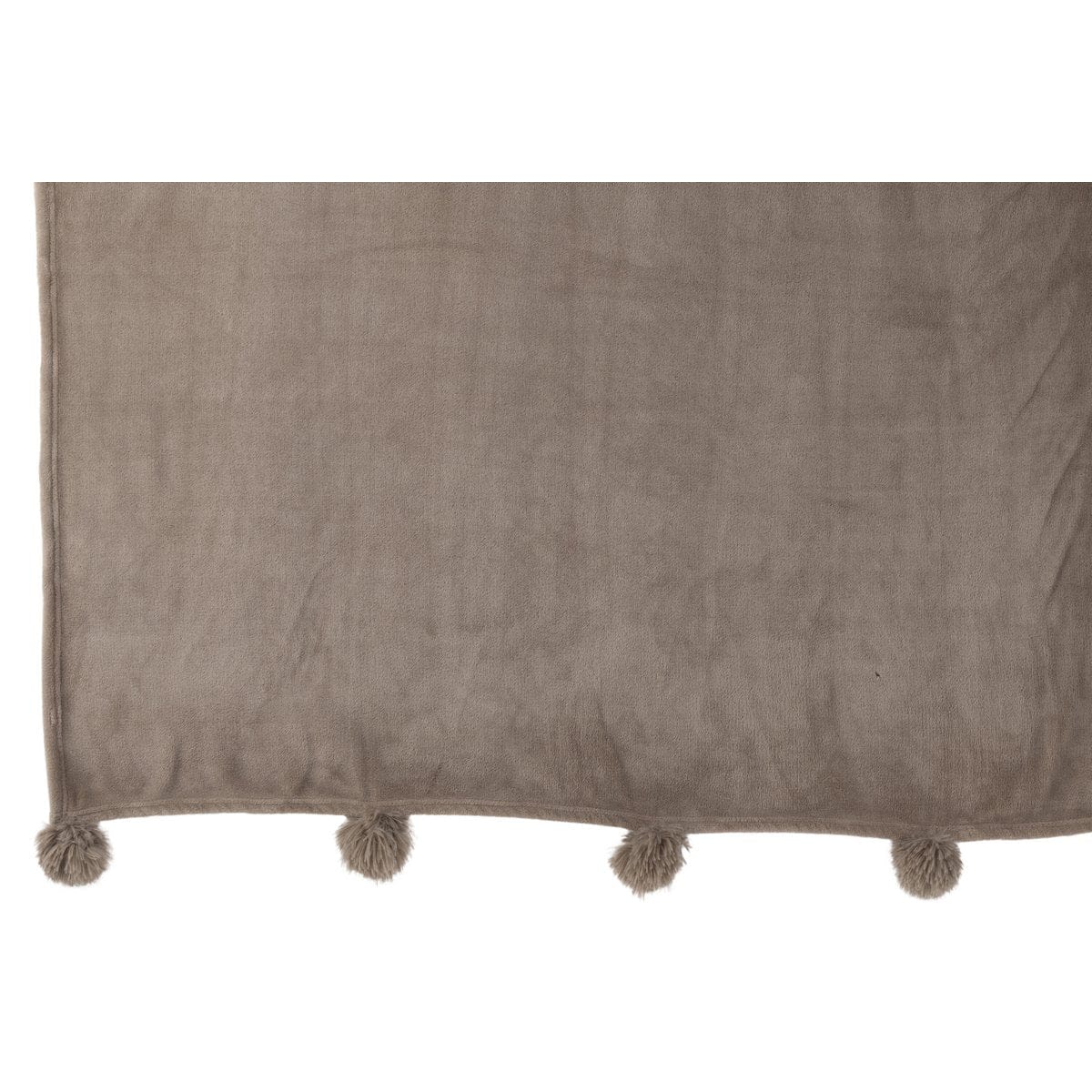 J-Line J-Line Plaid Pompon - polyester - taupe - 170 x 130 cm