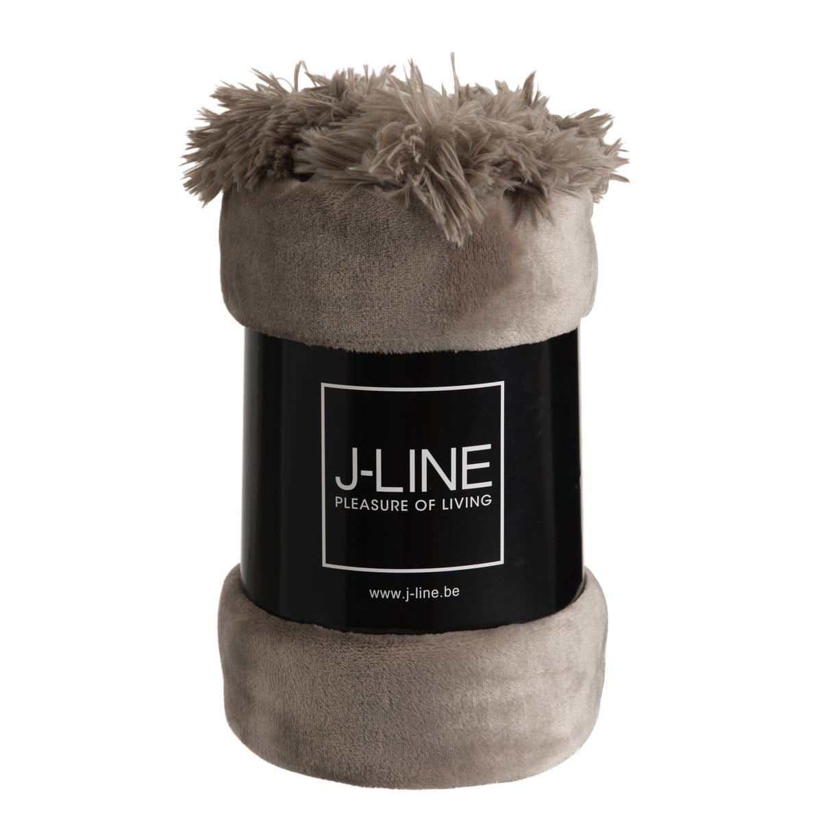 J-Line J-Line Plaid Pompon - polyester - taupe - 170 x 130 cm