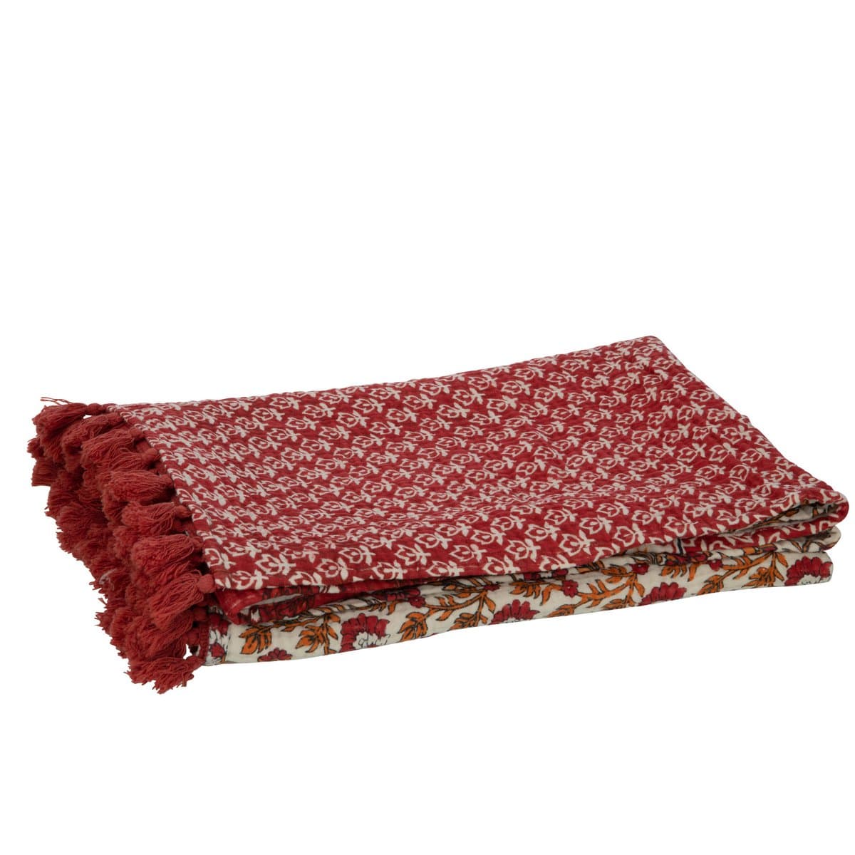 J-Line J-Line Plaid strand bloemen - katoen - rood