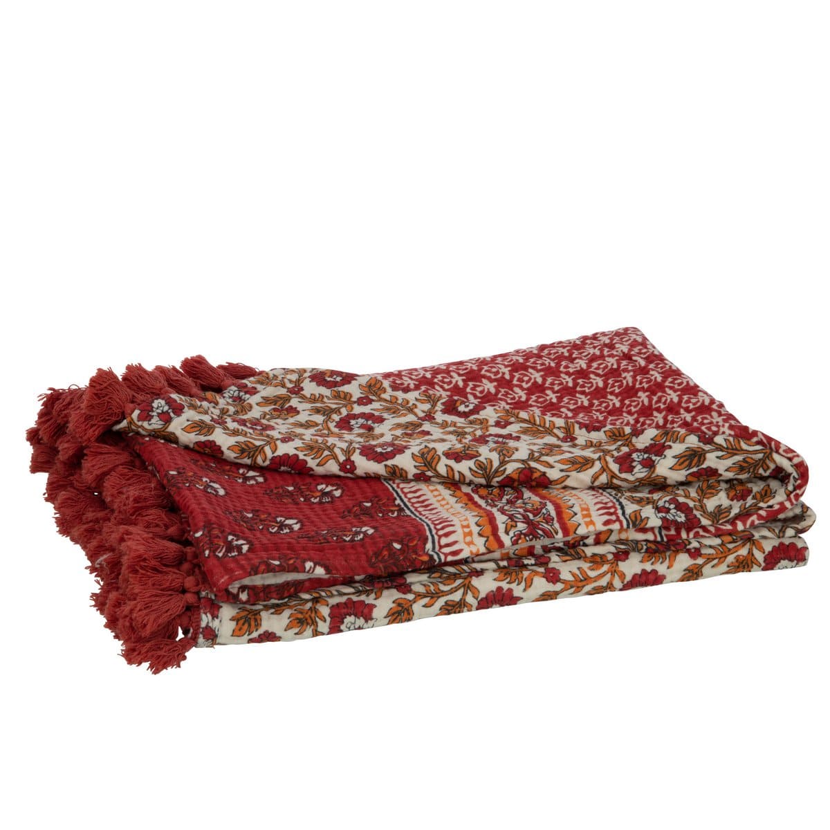 J-Line J-Line Plaid strand bloemen - katoen - rood