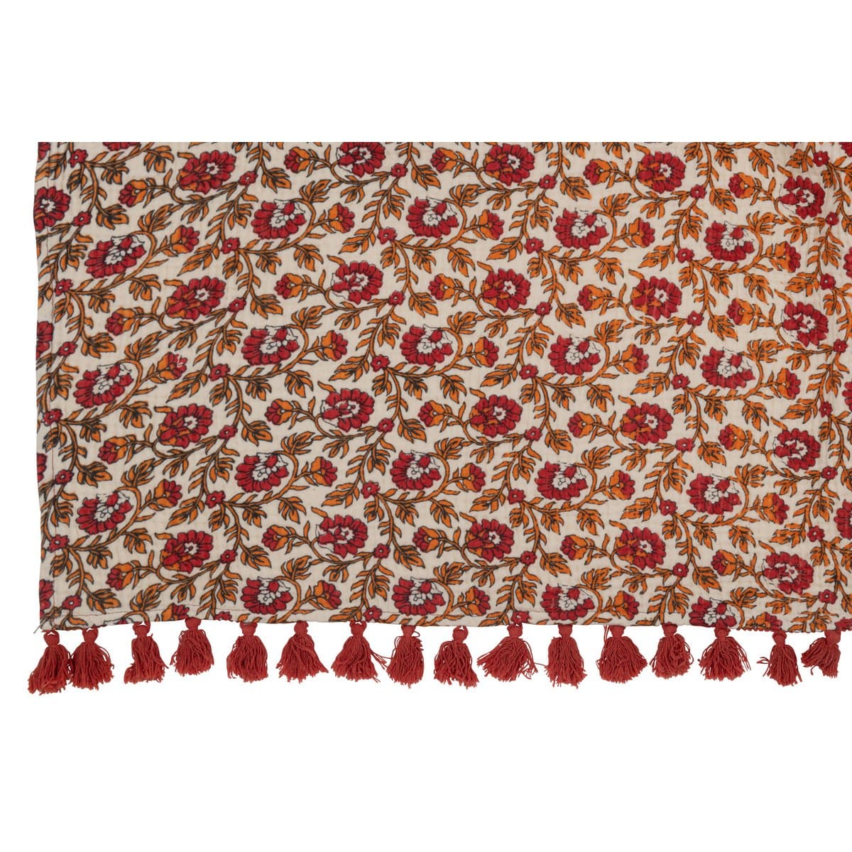 J-Line J-Line Plaid strand bloemen - katoen - rood