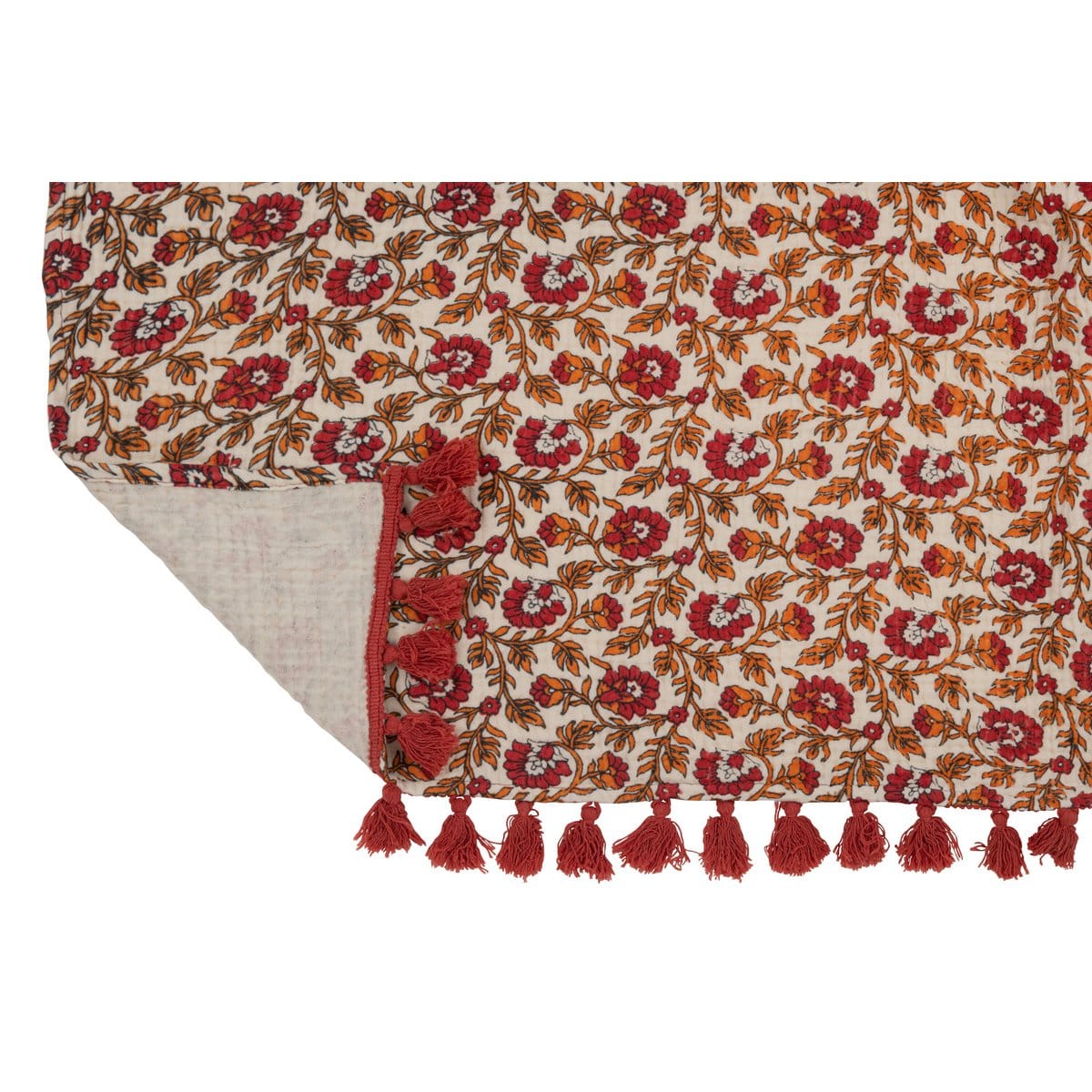 J-Line J-Line Plaid strand bloemen - katoen - rood