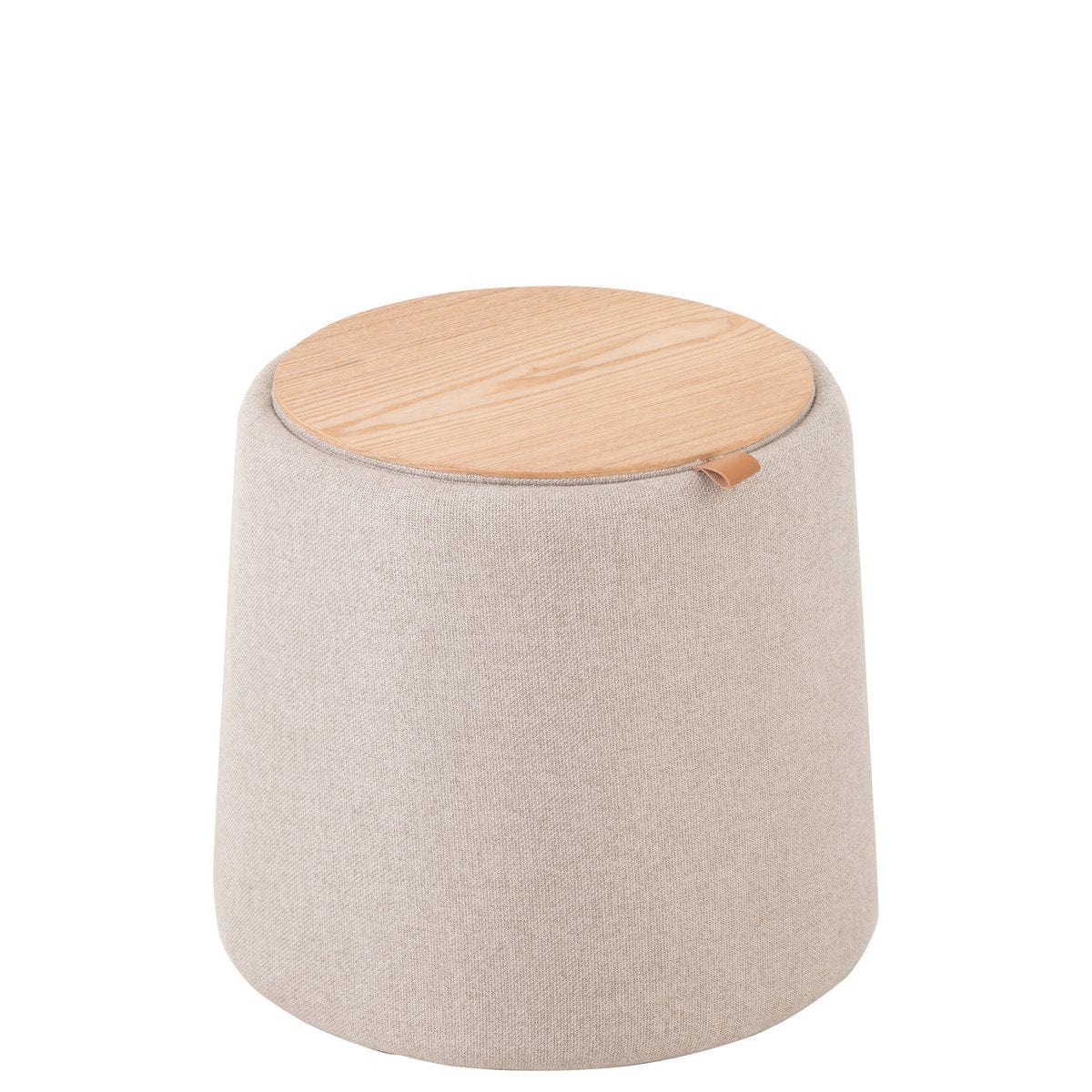 J-Line J-Line Poef/Bijzettafel Rond Textiel/Hout Beige