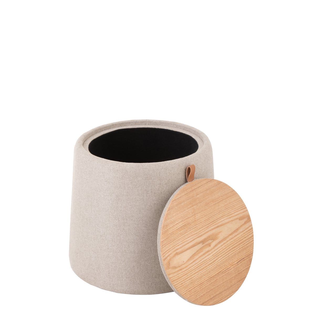 J-Line J-Line Poef/Bijzettafel Rond Textiel/Hout Beige