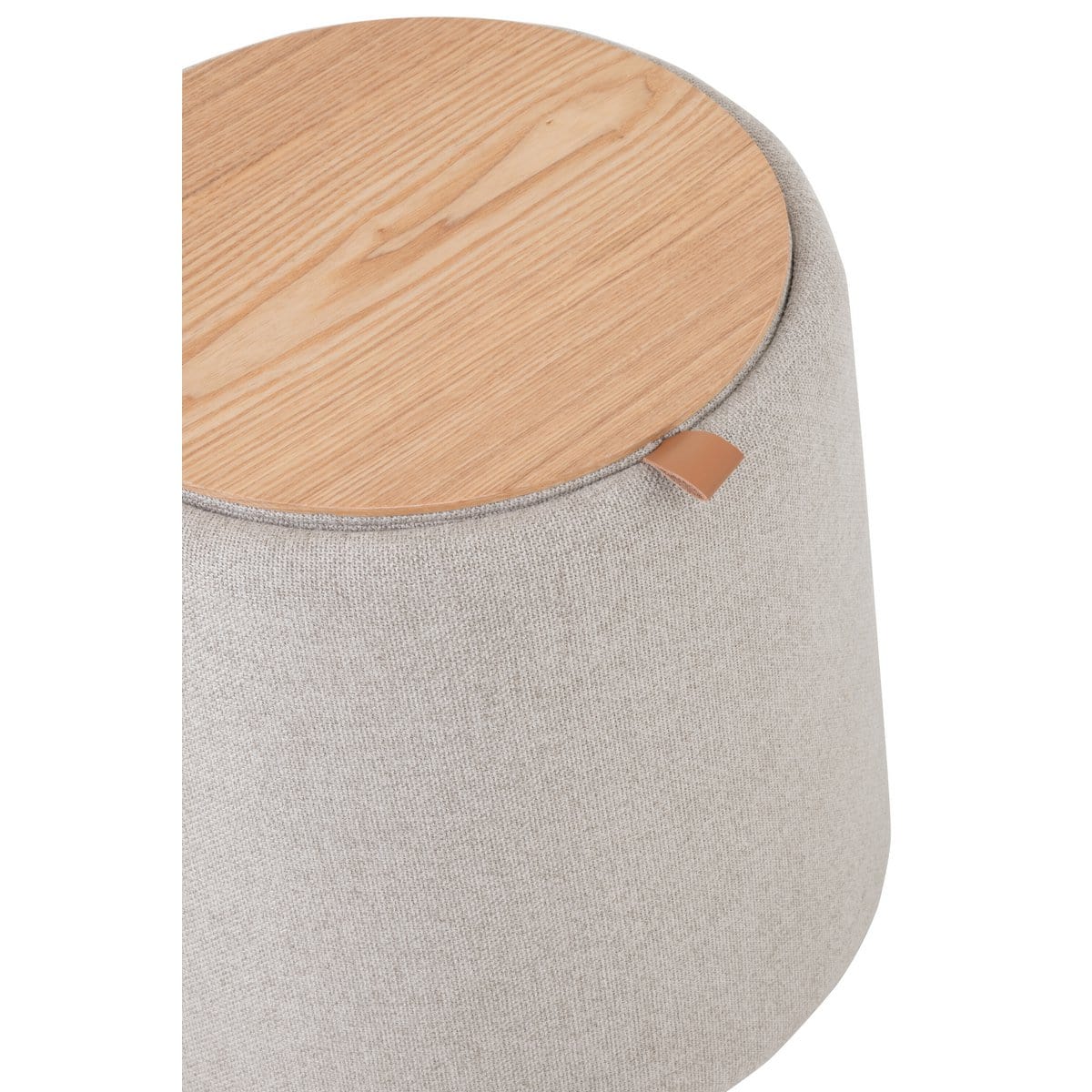 J-Line J-Line Poef/Bijzettafel Rond Textiel/Hout Beige