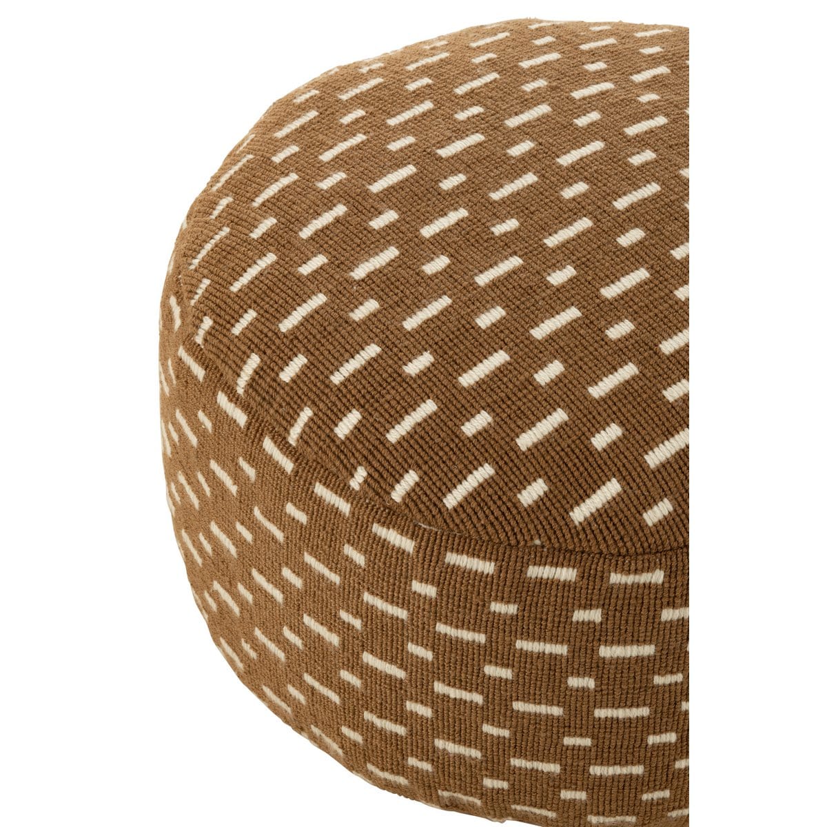 J-Line J-Line Poef Rond Lijnen Outdoor Polyester Bruin/Wit