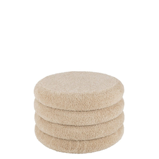 J-Line J-Line Poef Rond Teddy Polyester Beige