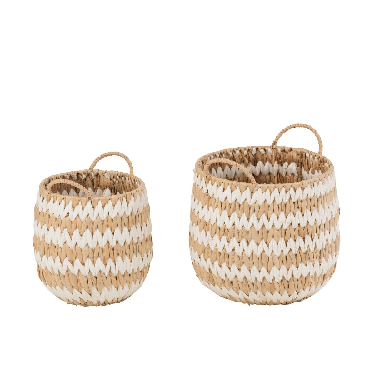 J-Line J-Line set van 2 manden Lys Rond - jute - wit