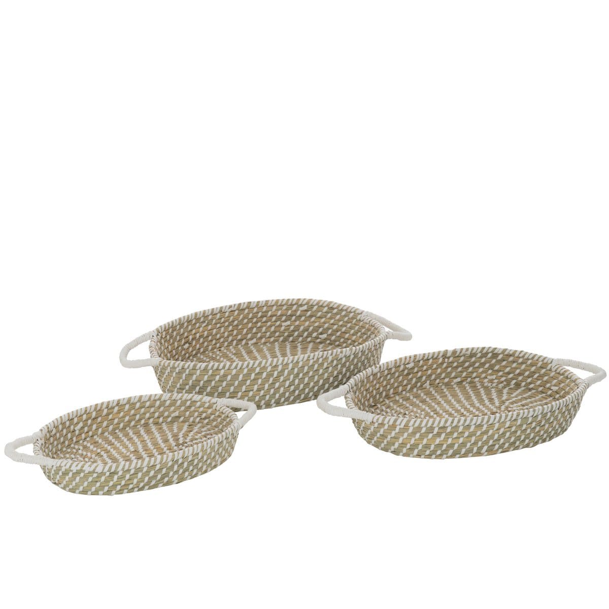 J-Line J-Line Set Van 3 Mand Ovaal Handvatten Stro Naturel/Wit