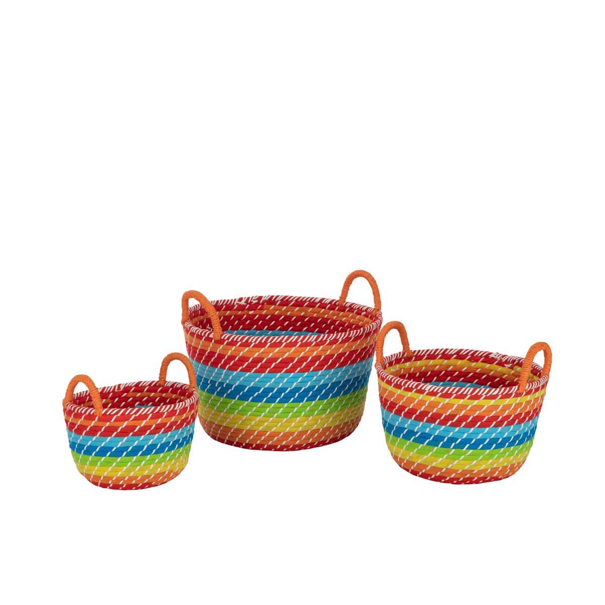 J-Line J-Line Set Van 3 Mand Regenboog Strepen+Handvaten Zeegras Mix