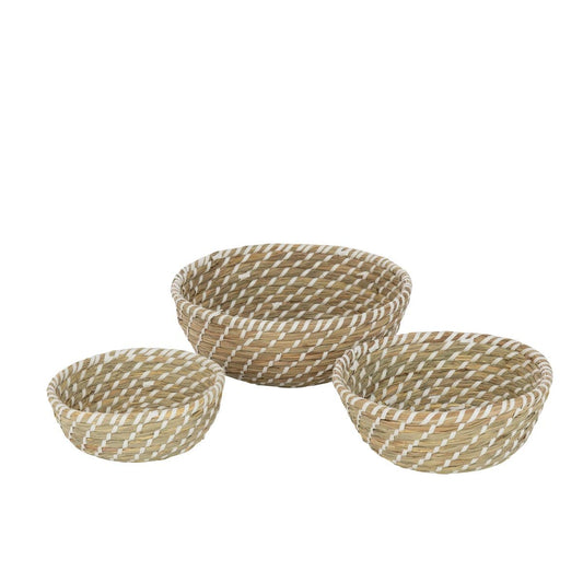 J-Line J-Line Set Van 3 Mand Rond Stro Naturel/Wit