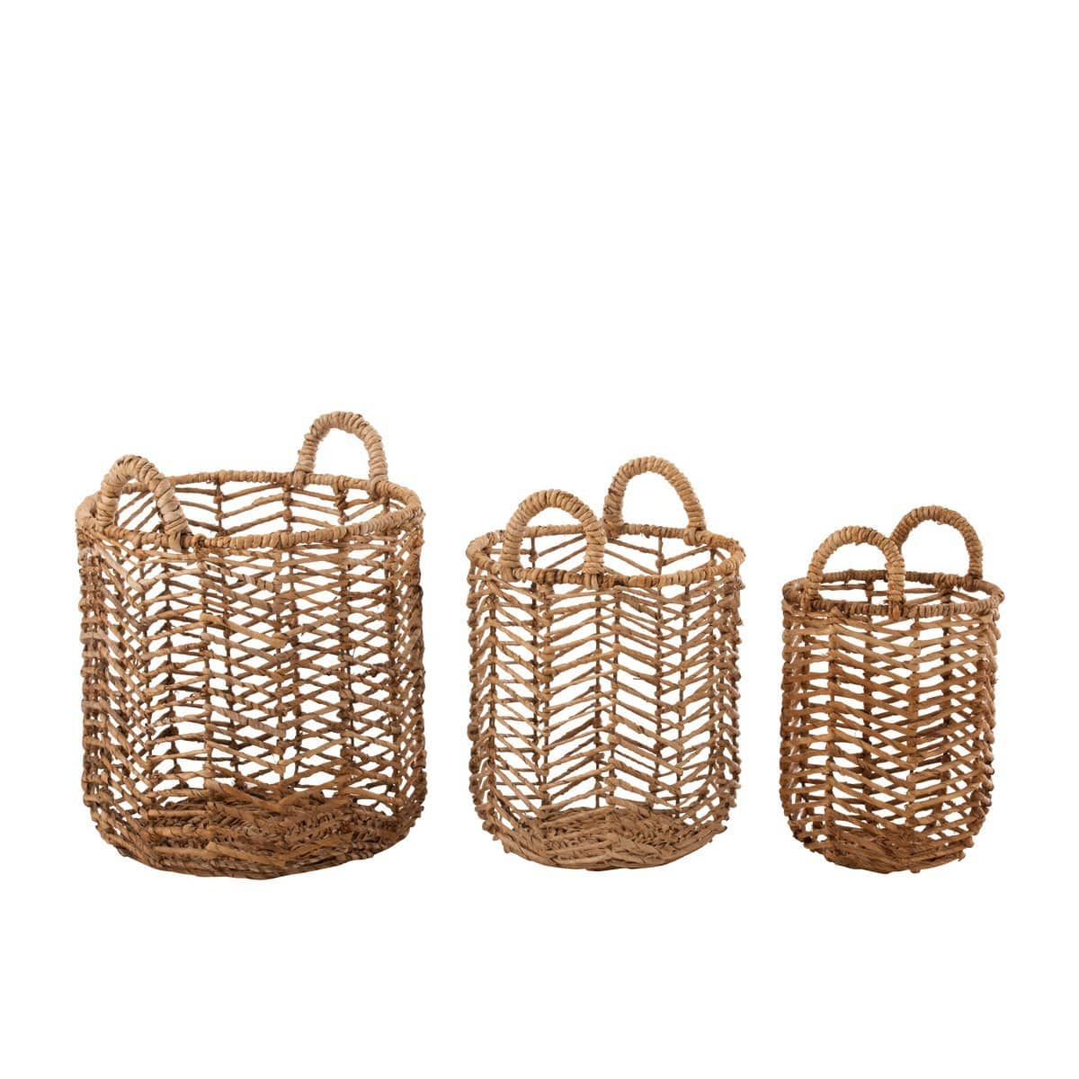 J-Line J-Line set van 3 Manden Bananen - hout/jute - naturel