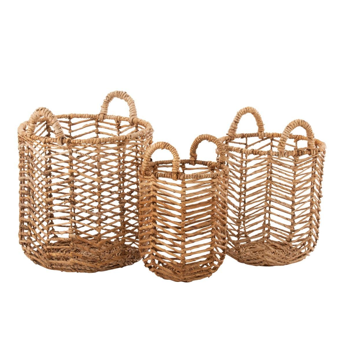 J-Line J-Line set van 3 Manden Bananen - hout/jute - naturel