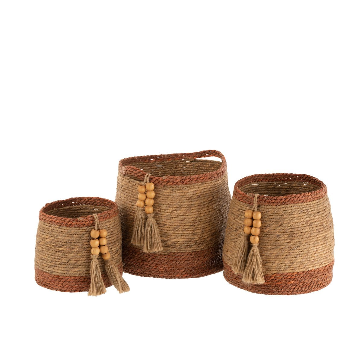 J-Line J-Line set van 3 Manden Rond - jute - naturel/bruin