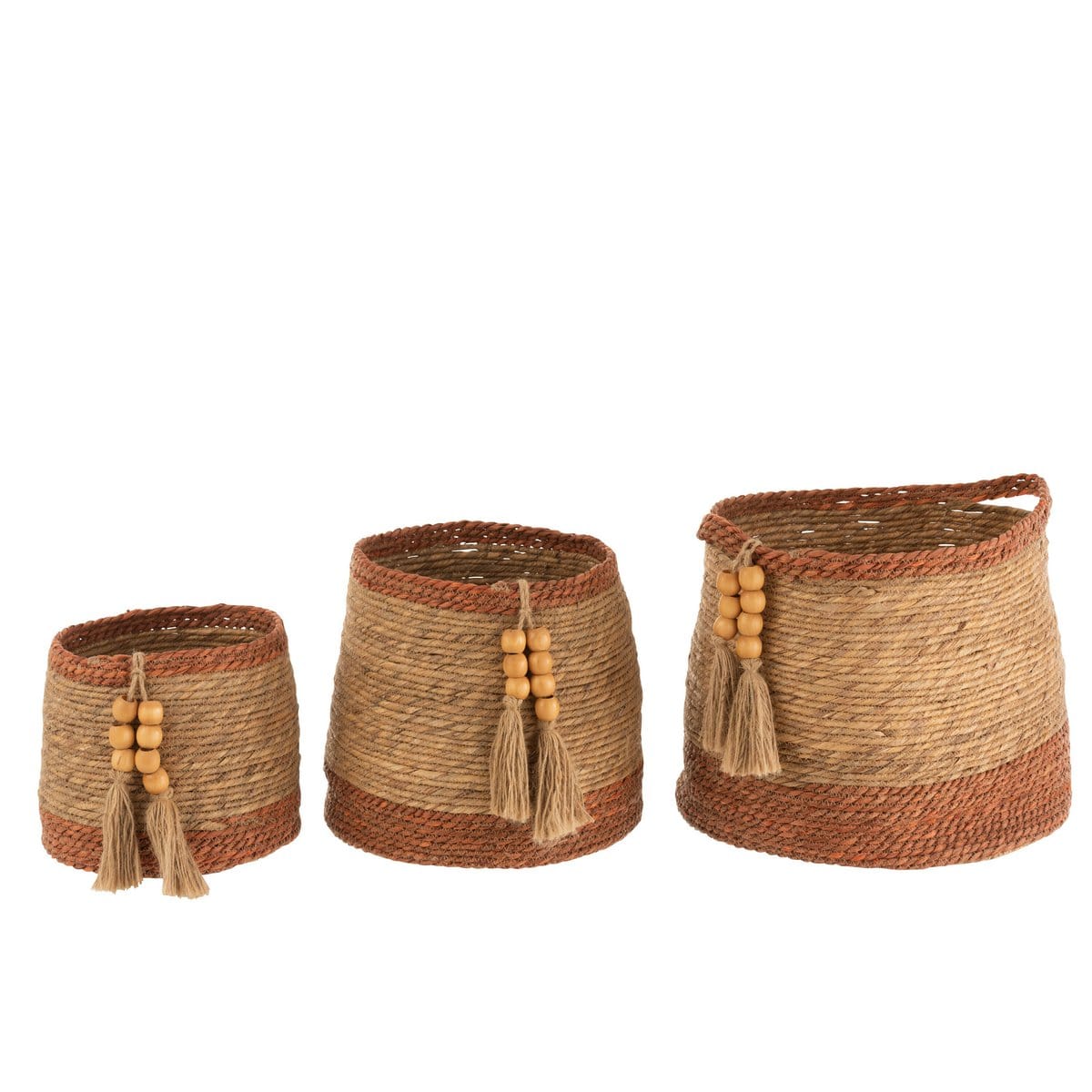 J-Line J-Line set van 3 Manden Rond - jute - naturel/bruin