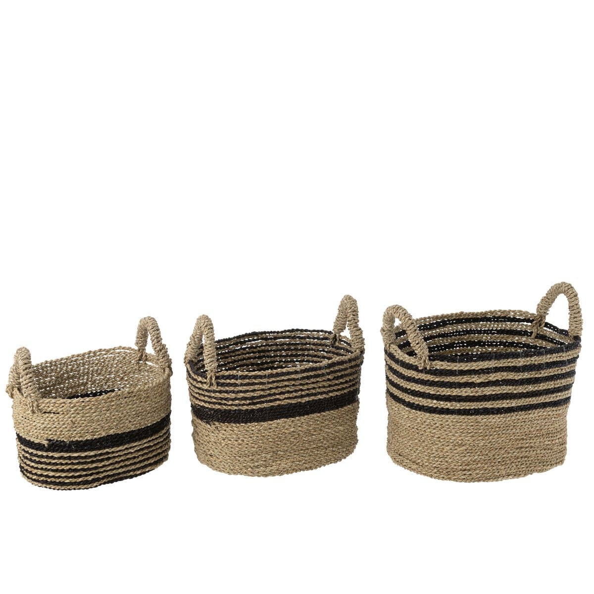 J-Line J-Line Set Van Drie Manden Aline Raffia Zwart/Naturel