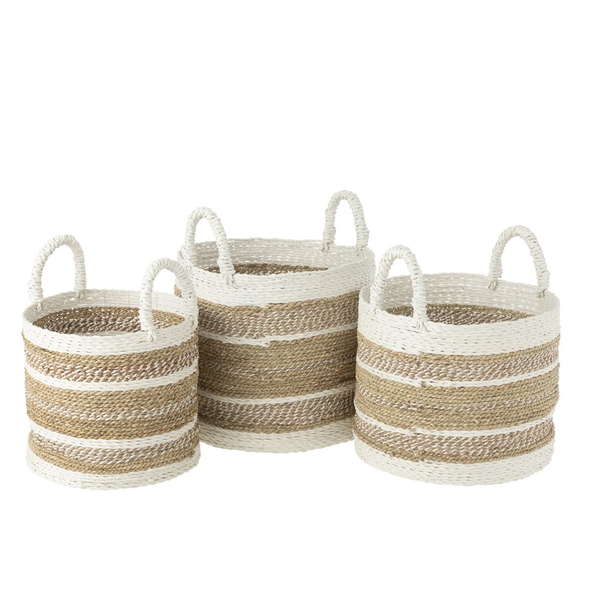 J-Line J-Line Set Van Drie Manden Caro Raffia Wit/Naturel