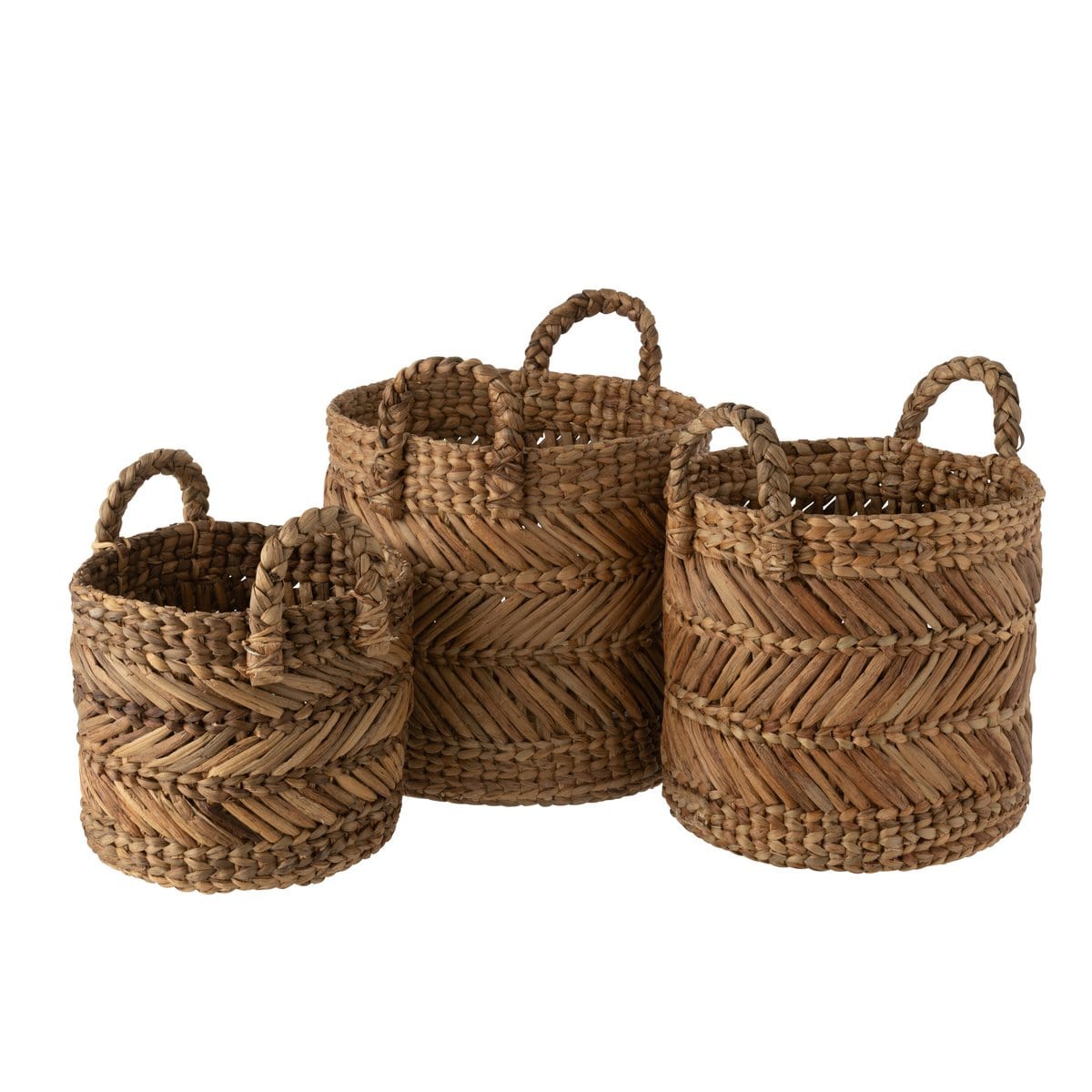 J-Line J-Line Set Van Drie Manden Gevlochten Raffia Naturel