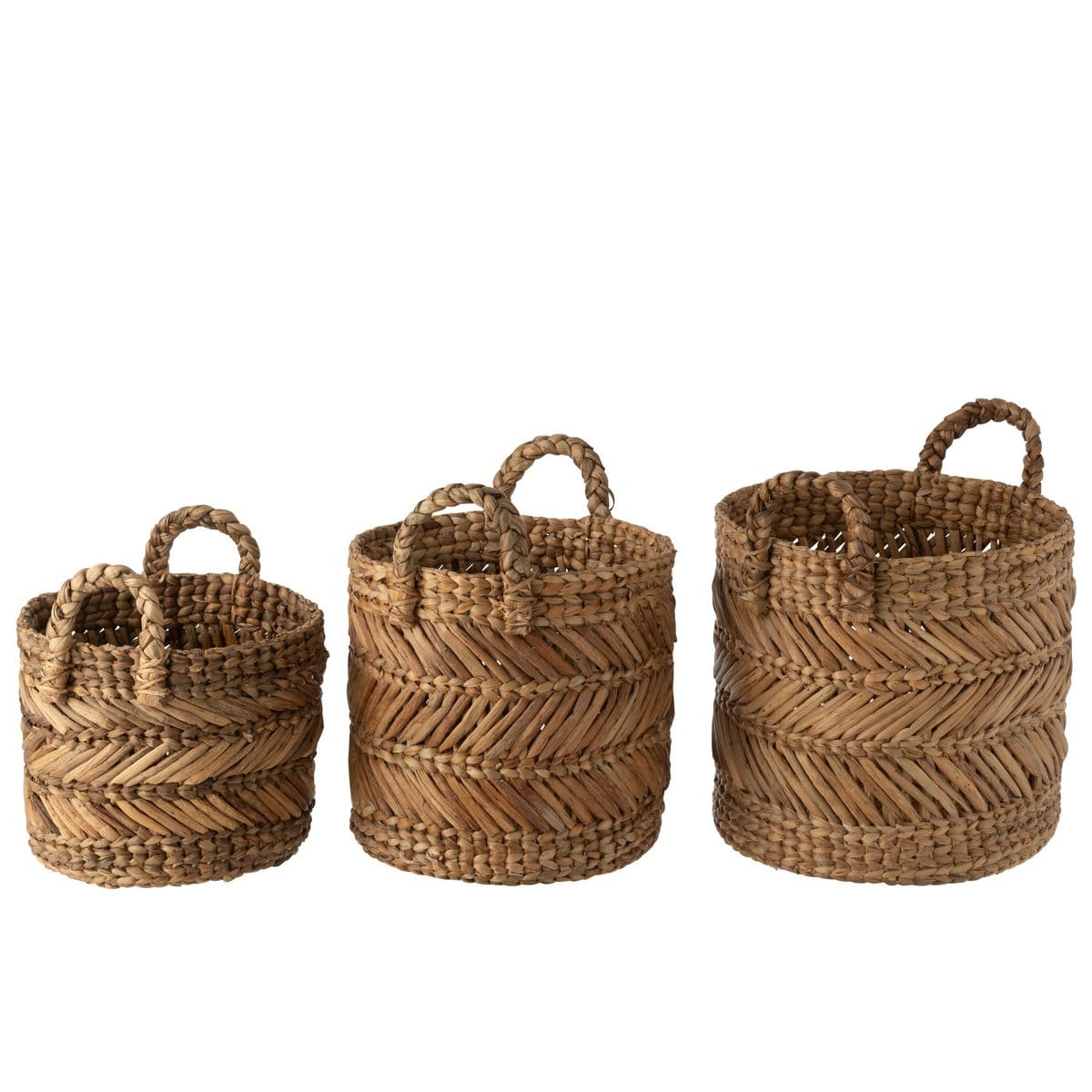 J-Line J-Line Set Van Drie Manden Gevlochten Raffia Naturel