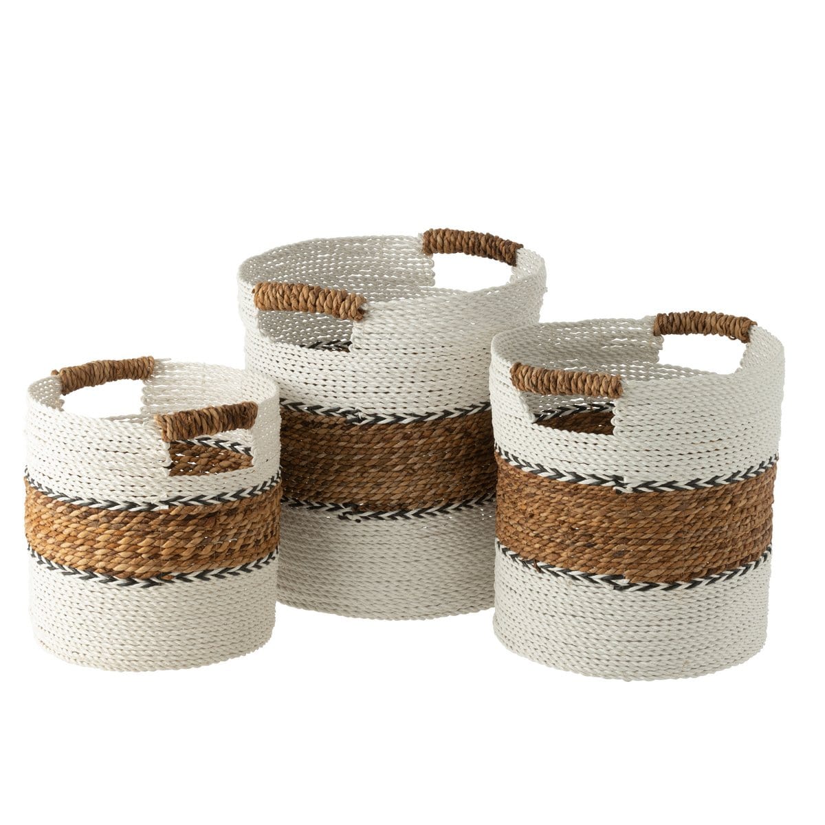 J-Line J-Line Set Van Drie Manden Laura Raffia Wit/Naturel