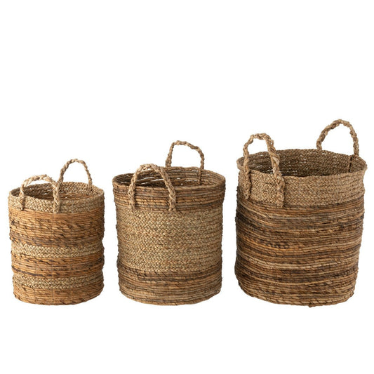 J-Line J-Line Set Van Drie Manden Lucie Raffia Naturel