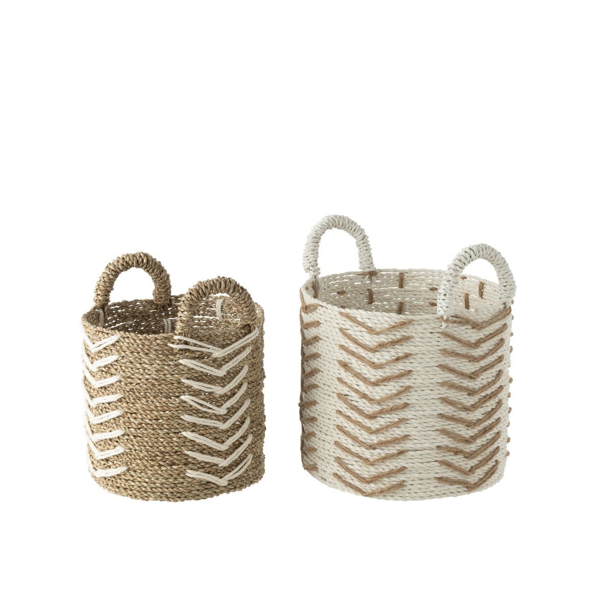 J-Line J-Line Set Van Twee Manden Chevron Raffia Wit/Naturel