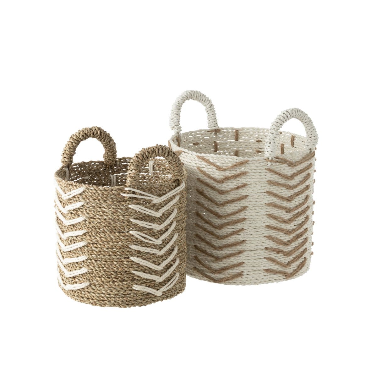 J-Line J-Line Set Van Twee Manden Chevron Raffia Wit/Naturel