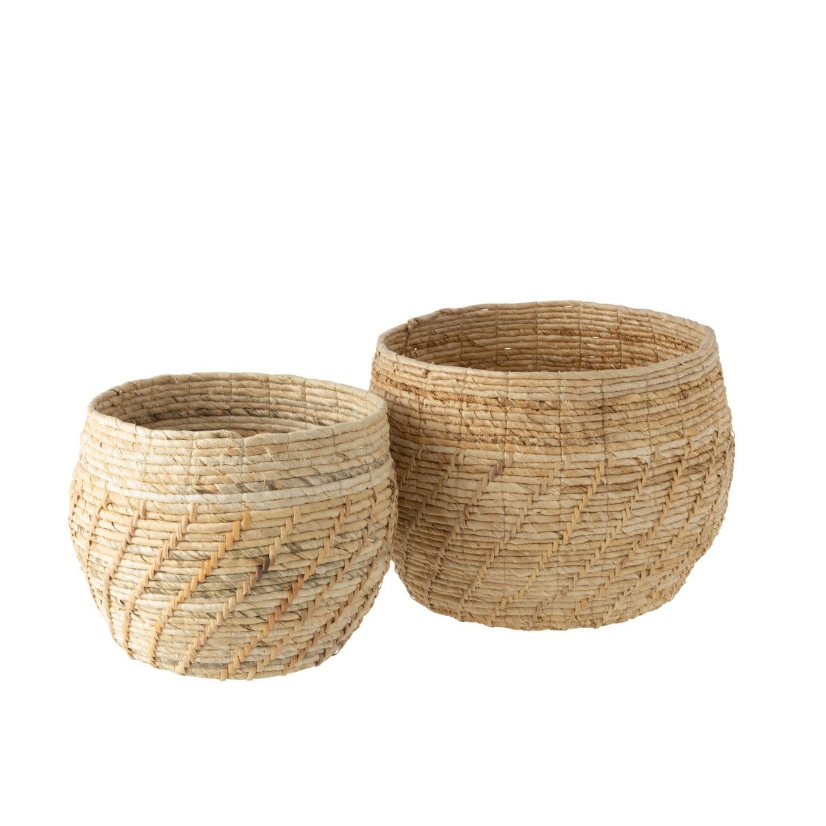 J-Line J-Line Set Van Twee Manden Raffael Rond Raffia Naturel