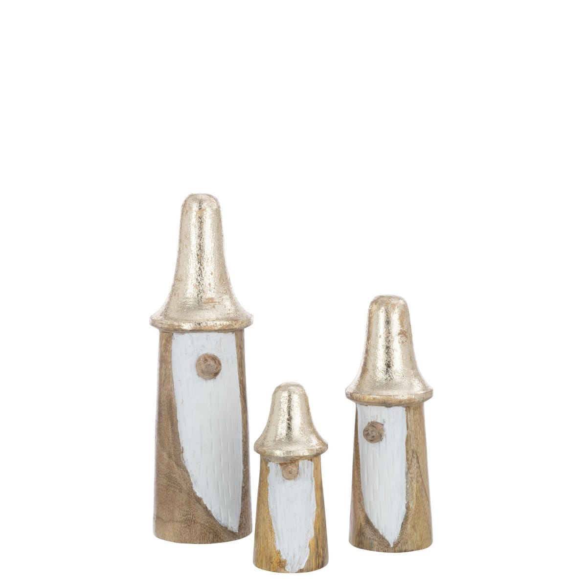 J-Line J-Line Set Van3 Kabouters Paddenstoelen Hout Naturel/Goud