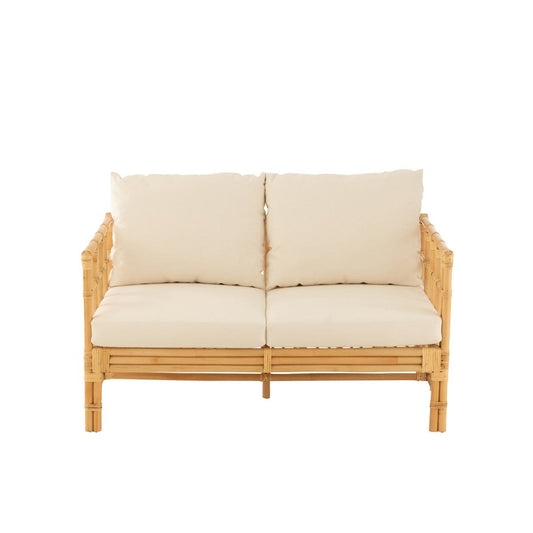 J-Line J-Line sofa Elise + kussen 2 Personen - rotan/textiel - naturel/wit