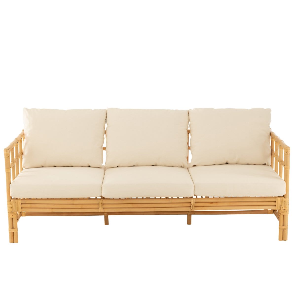 J-Line J-Line sofa Elise + kussen 3 Personen - rotan/textiel - naturel/wit