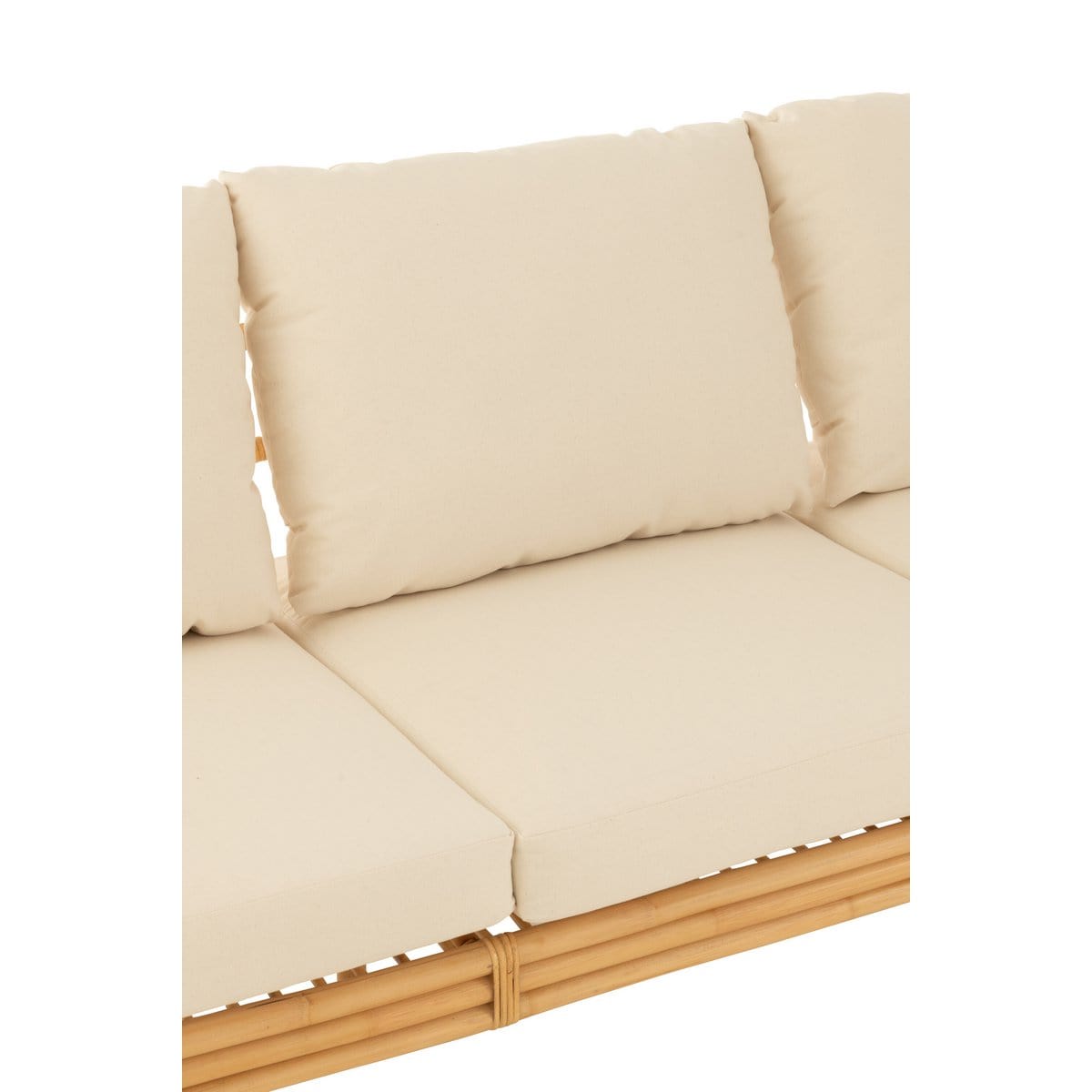 J-Line J-Line sofa Elise + kussen 3 Personen - rotan/textiel - naturel/wit