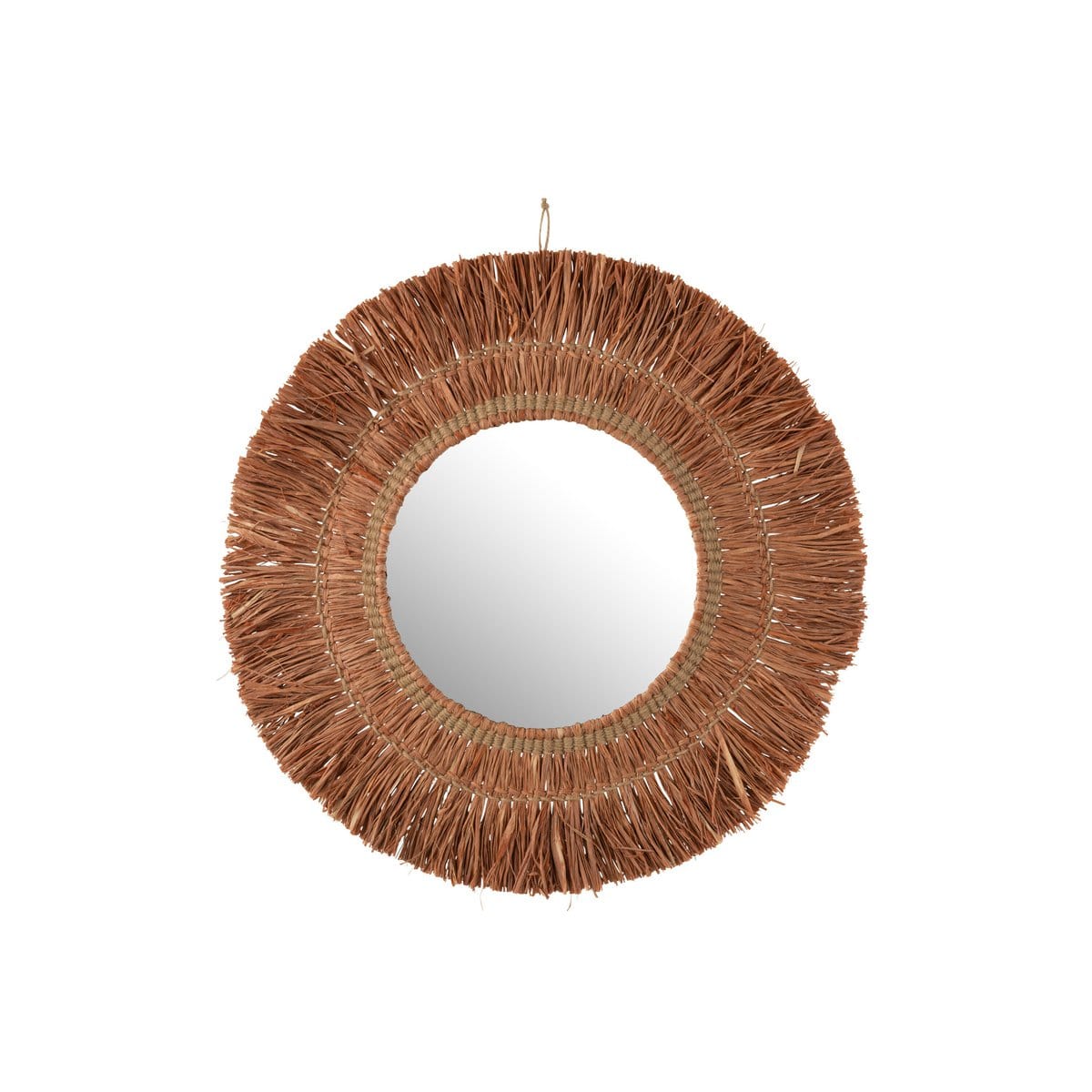 J-Line J-Line spiegel Hangend Rond Raffia - rotan - bruin