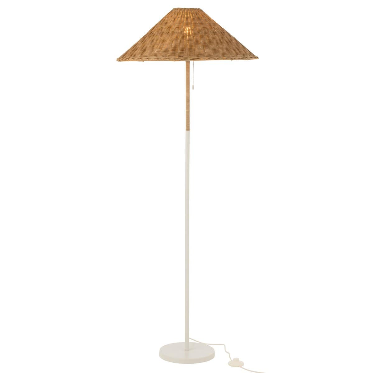 J-Line J-Line staande Lamp - metaal/rotan - wit/naturel