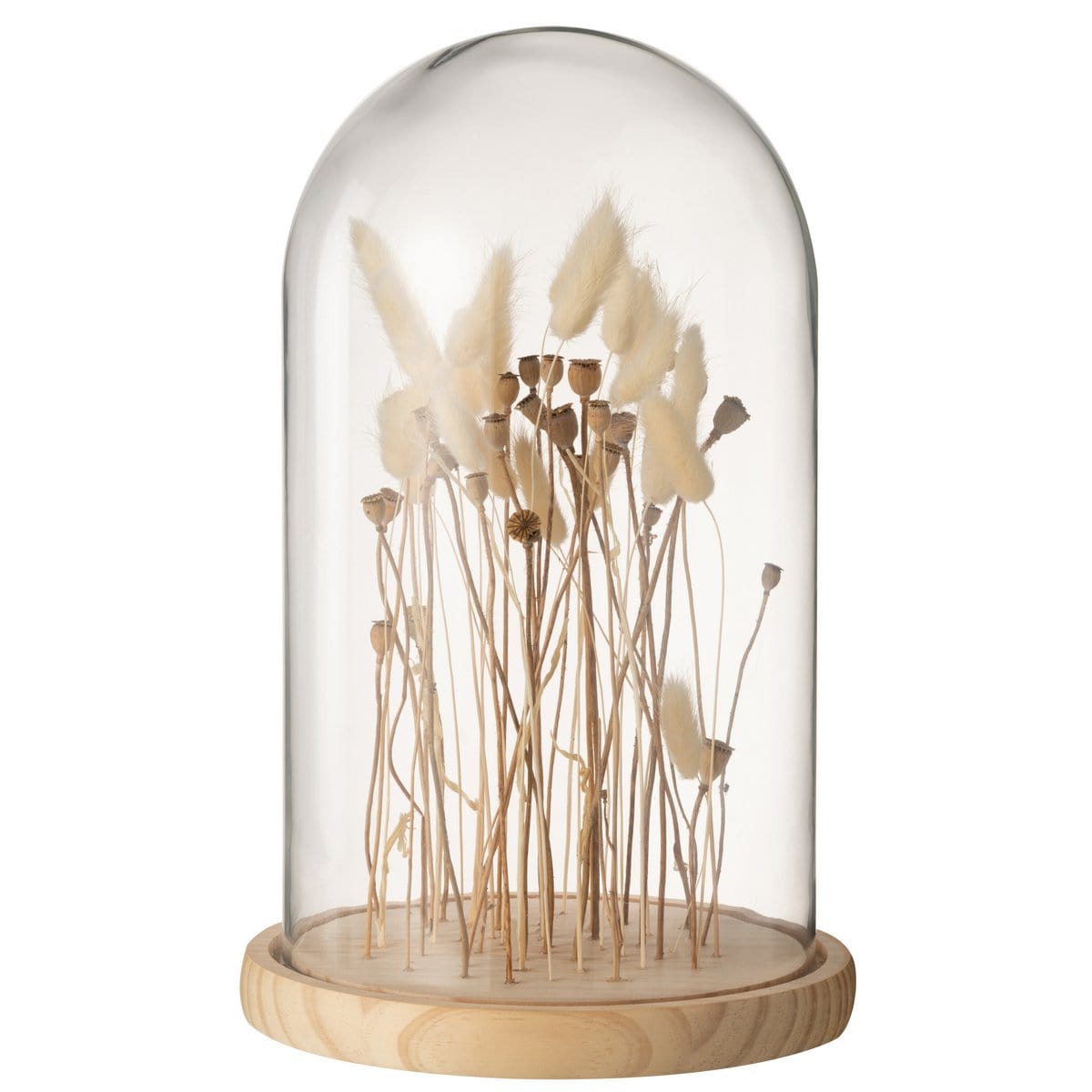 J-Line J-Line Stolp Droogbloemen Ecru/Bruin Glas Hout Groot