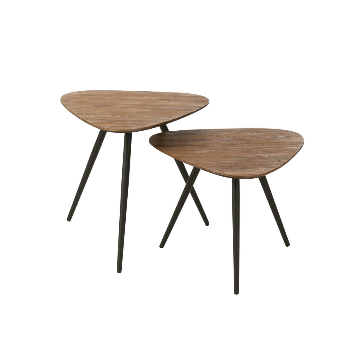 J-Line J-Line tafel Driehoek - hout/glas - naturel - 2 stuks