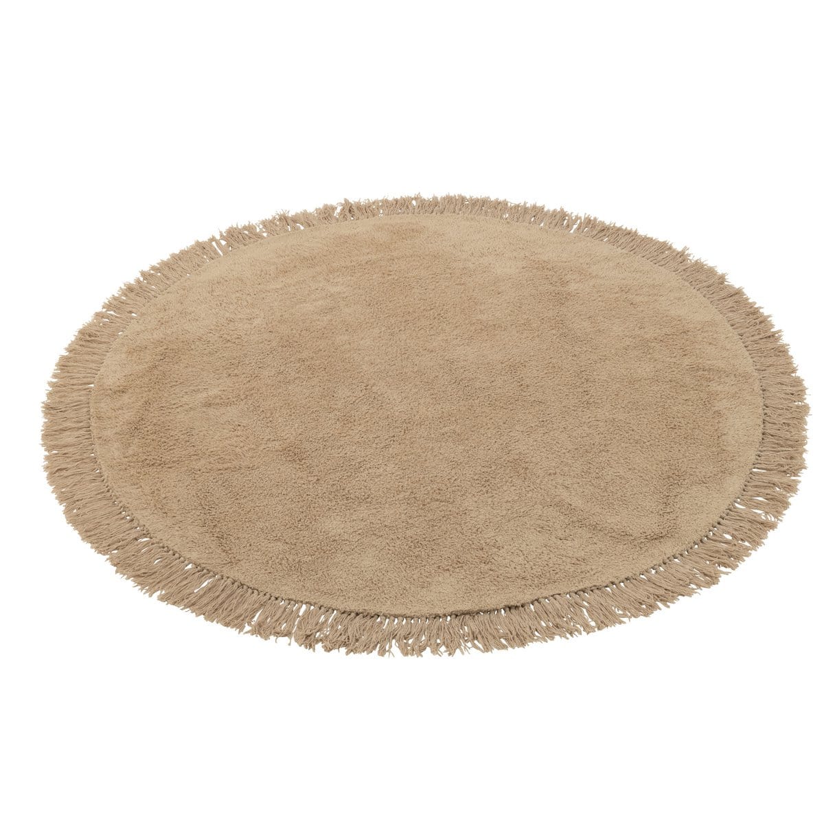 J-Line J-Line tapijt Rond + Franjes - katoen -  beige