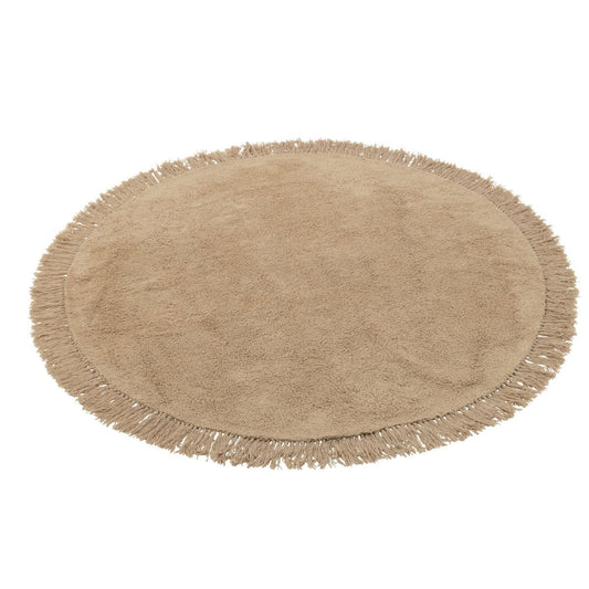 J-Line J-Line tapijt Rond + Franjes - katoen -  beige