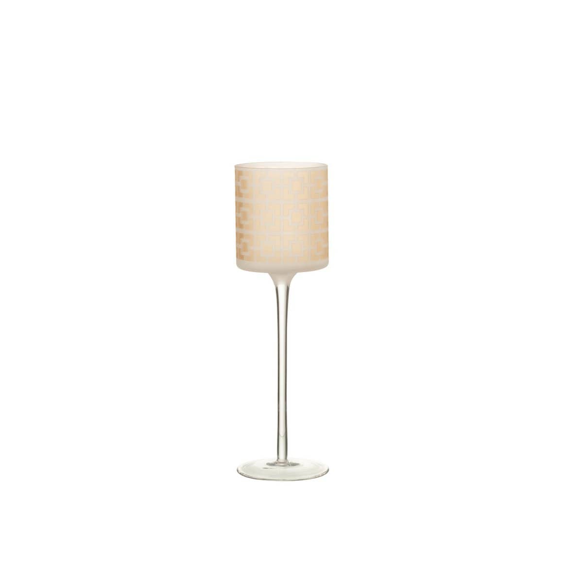 J-Line J-Line theelichthouder op voet - glas - beige - large